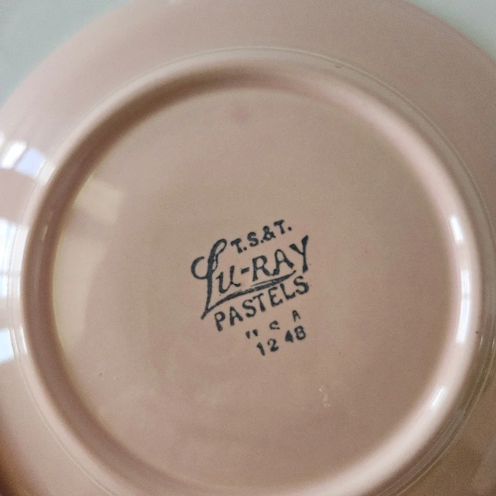 Lu-ray Pastels Sharon Pink 8 Saucers Taylor Smith Taylor Vintage USA Made